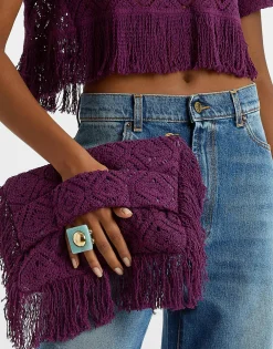 Hand PochettePlaza Purple in Macramé
