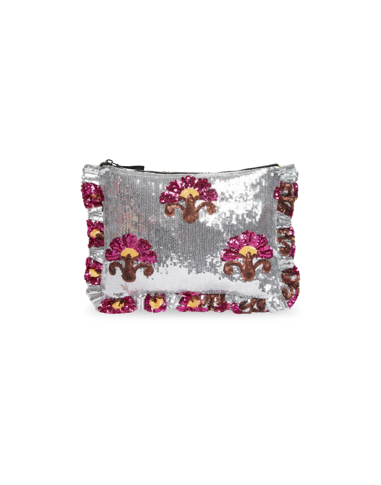 Hand PochetteSilver in Textured Sequins
