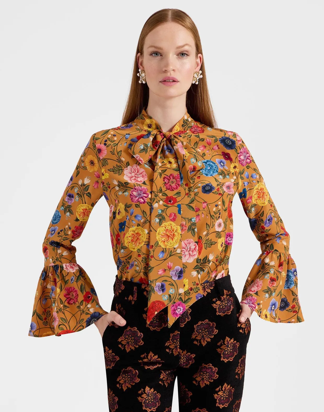 Happy Wrist TopBotticelli Rust in Crepe De Chine Silk