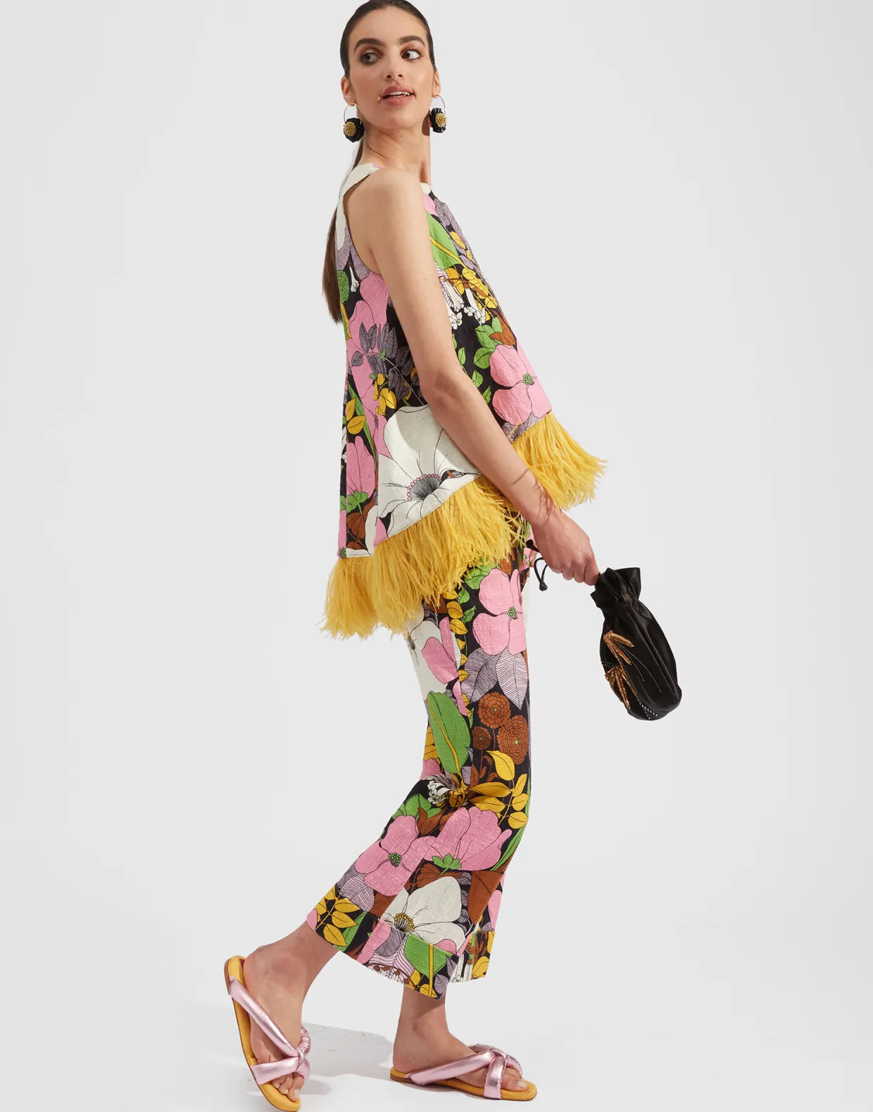 Hendrix PantsBig Flower in Shot Cotton