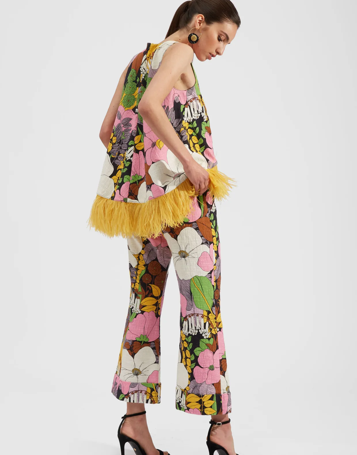Hendrix PantsBig Flower in Shot Cotton