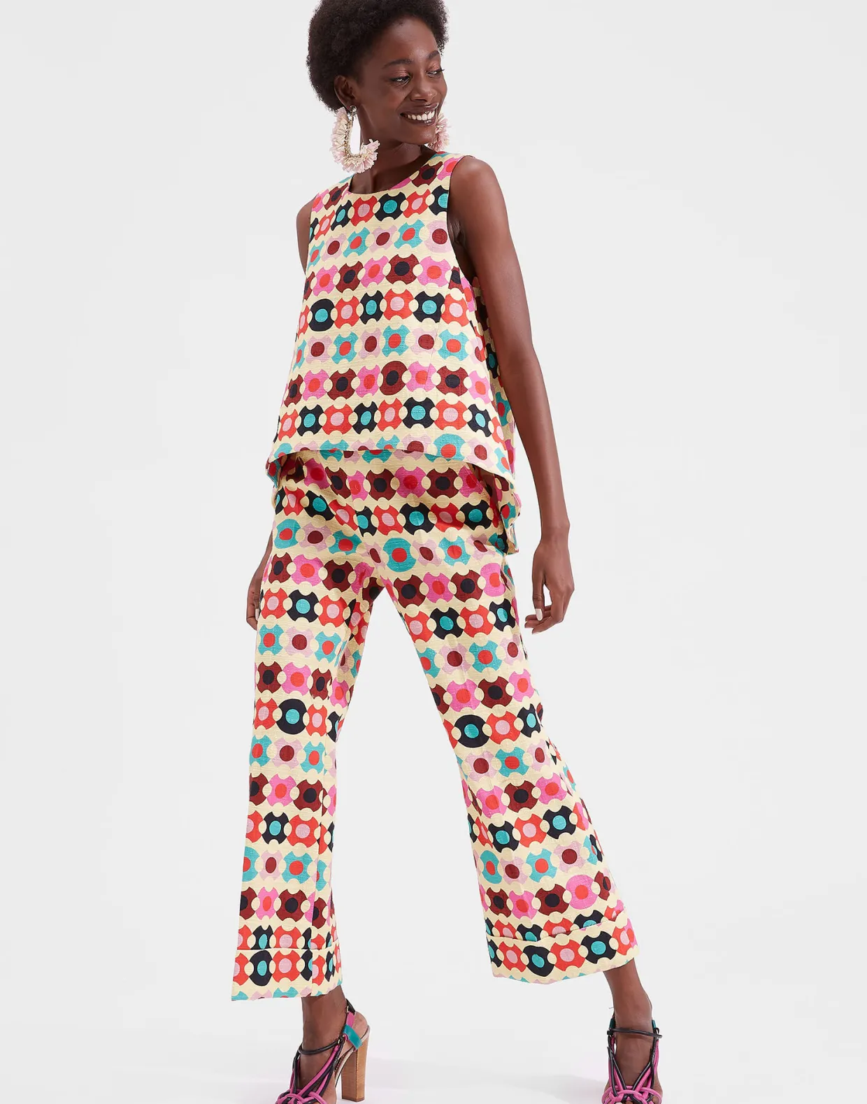 Hendrix PantsGroovy Dot Giallo in Shot Cotton