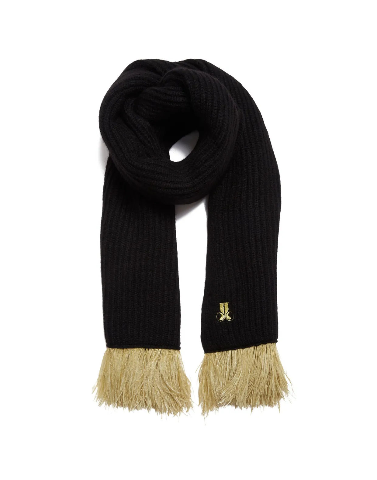 High Kick ScarfAnthracite in Wool With Feathers