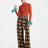 High Kick TopOrange in Ribbed Silk Cashmere With Feathers