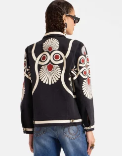 JJ Jean JacketMedallion Plac&eacute;e Black in Denim