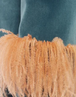 Keaton JacketLight Blue in Velvet With Feathers
