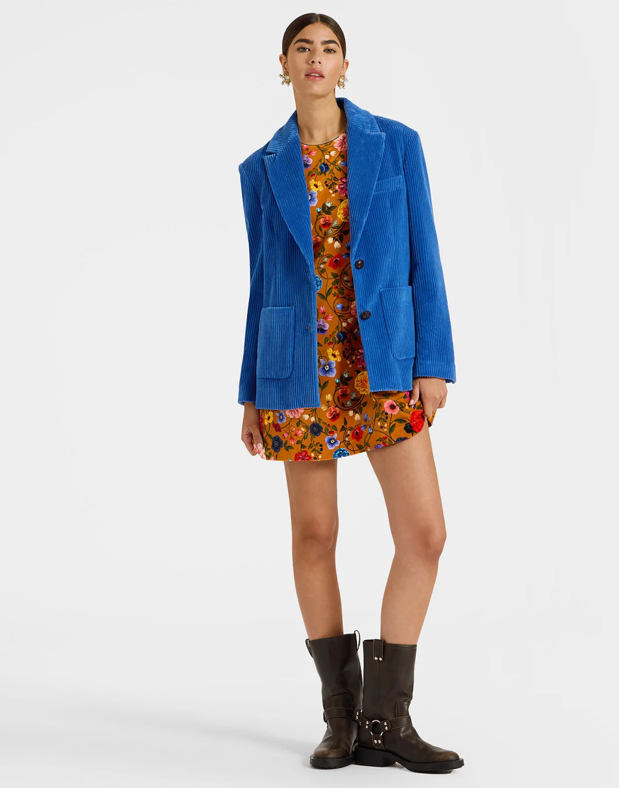 Kelly JacketSolid Light Blue in Velvet Corduroy