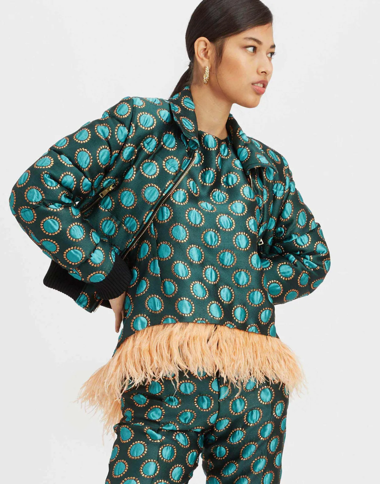 La Comasca Puffer BomberWinter Sun Emerald in Jacquard