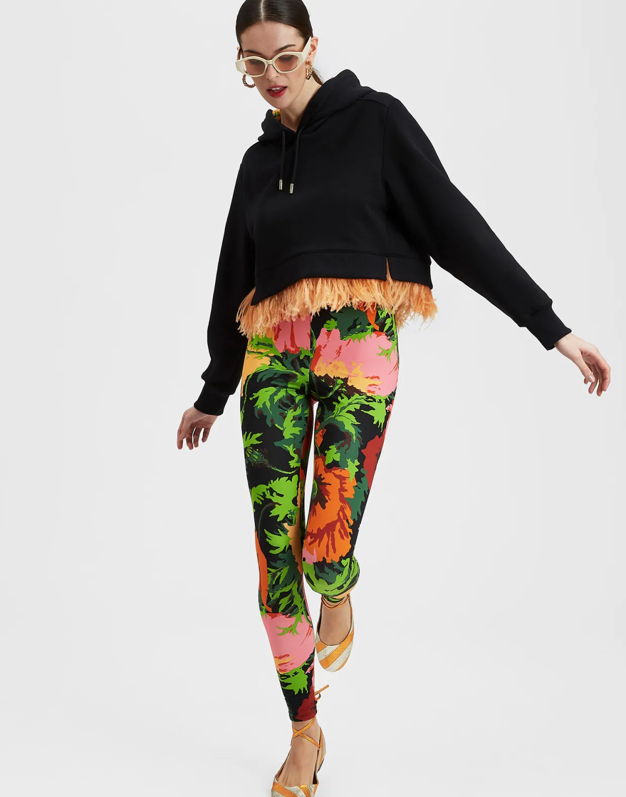 La Scala HoodieBlack in Heavy Jersey With Feathers