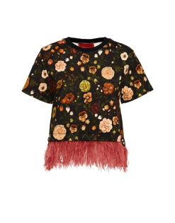 La Scala TeeBotticelli Black in Jersey With Feathers