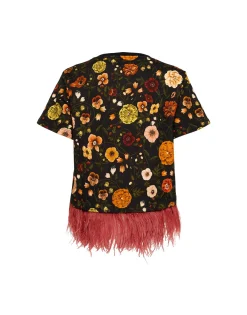 La Scala TeeBotticelli Black in Jersey With Feathers