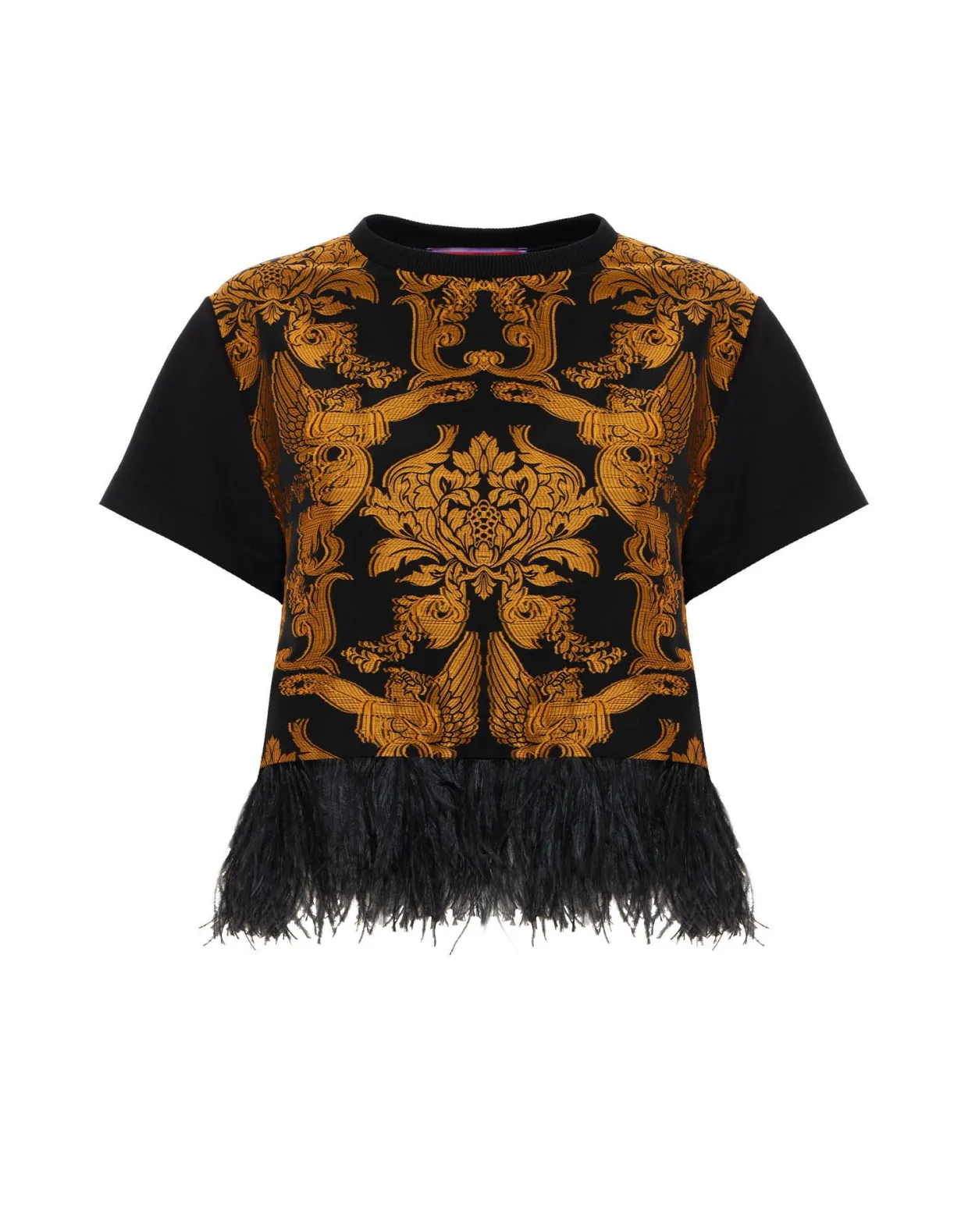 La Scala TeeCherubs Black in Fil Coupé With Feathers