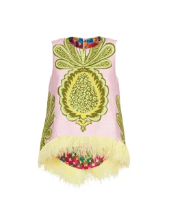 La Scala Top (With Feathers)Big Pineapple Pink in Shot Cotton