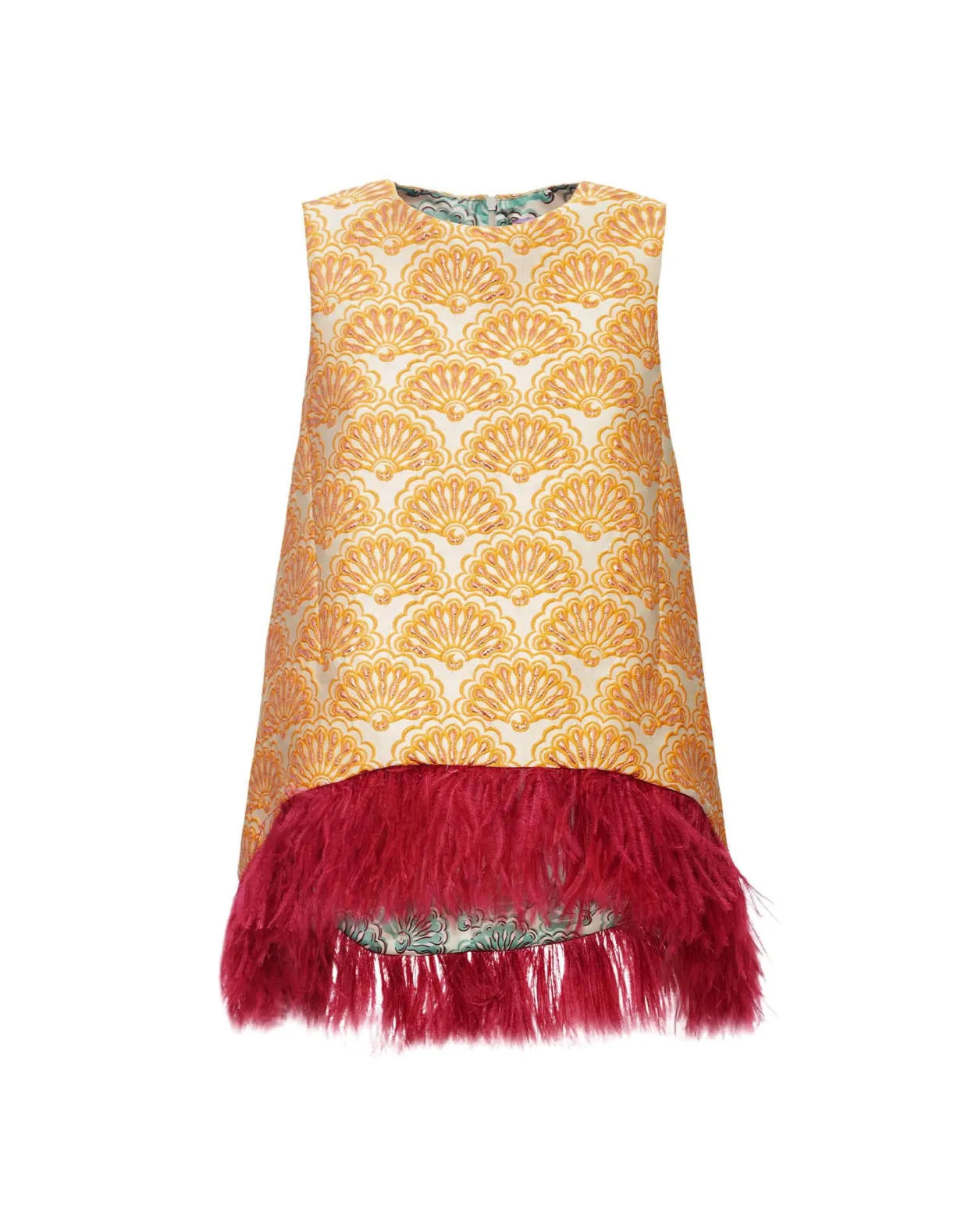 La Scala TopFans Gold in Jacquard With Feathers