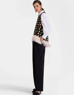 La Scala TopMayfair Black in Cotton Velvet With Feathers