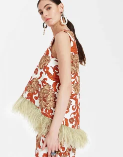 La Scala TopReef White in Shot Cotton With Feathers