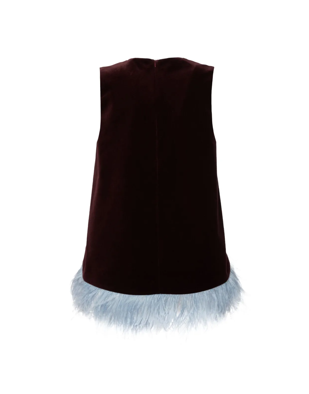 La Scala TopSolid Burgandy in Cotton Velvet With Feathers