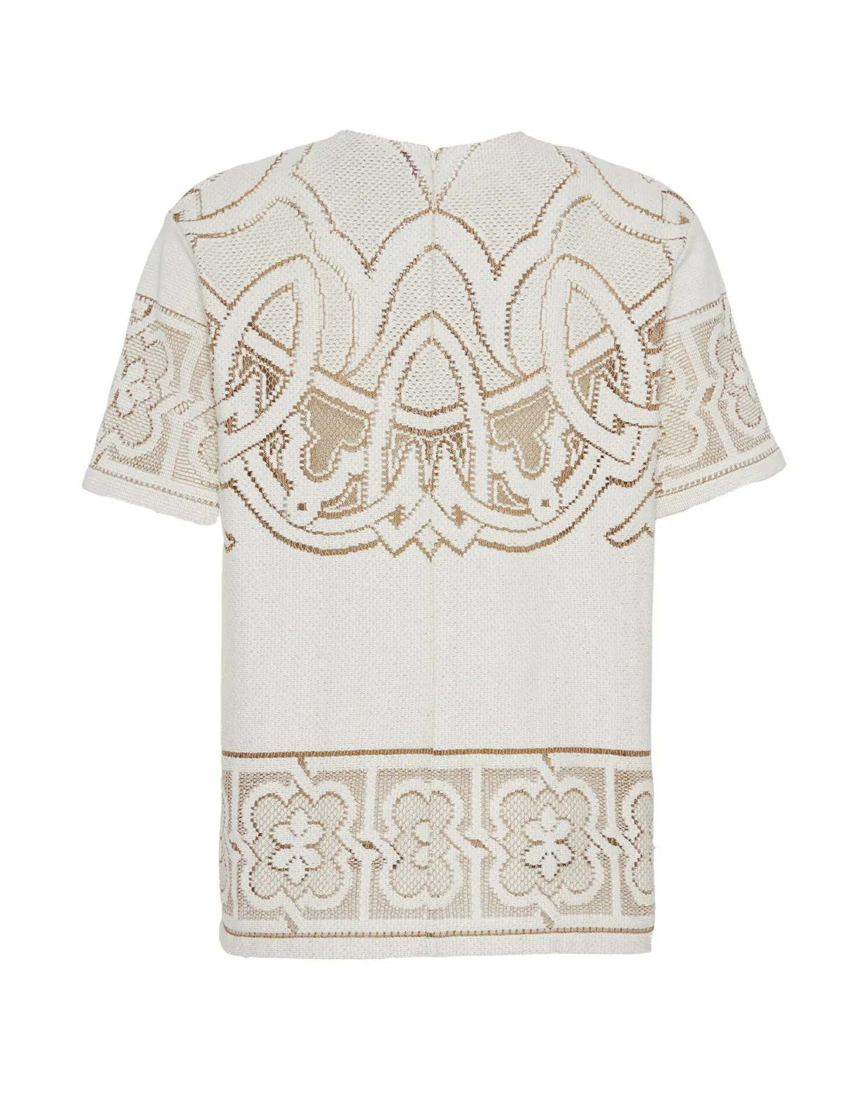 Lacey House T-ShirtSolid White Smoke in Embroidered Cotton