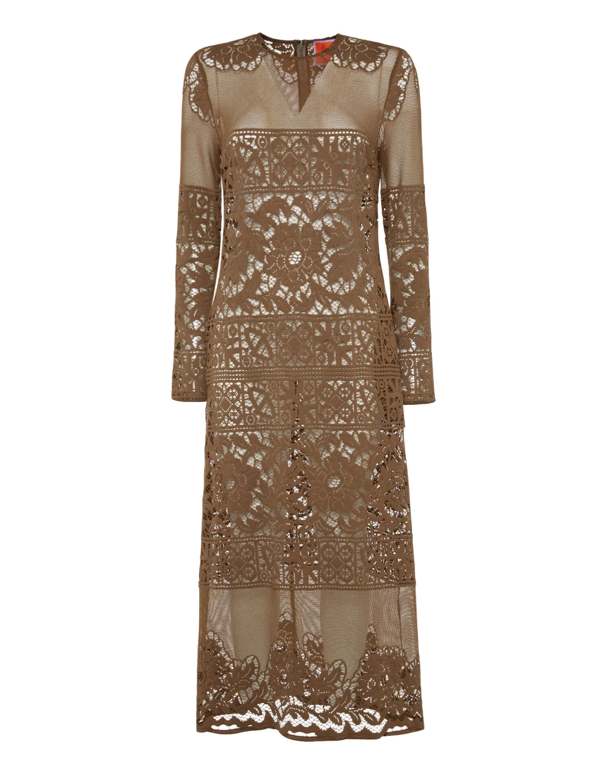 Lacey Long Sleeve Swing DressMilitary Green in Cotton Lace