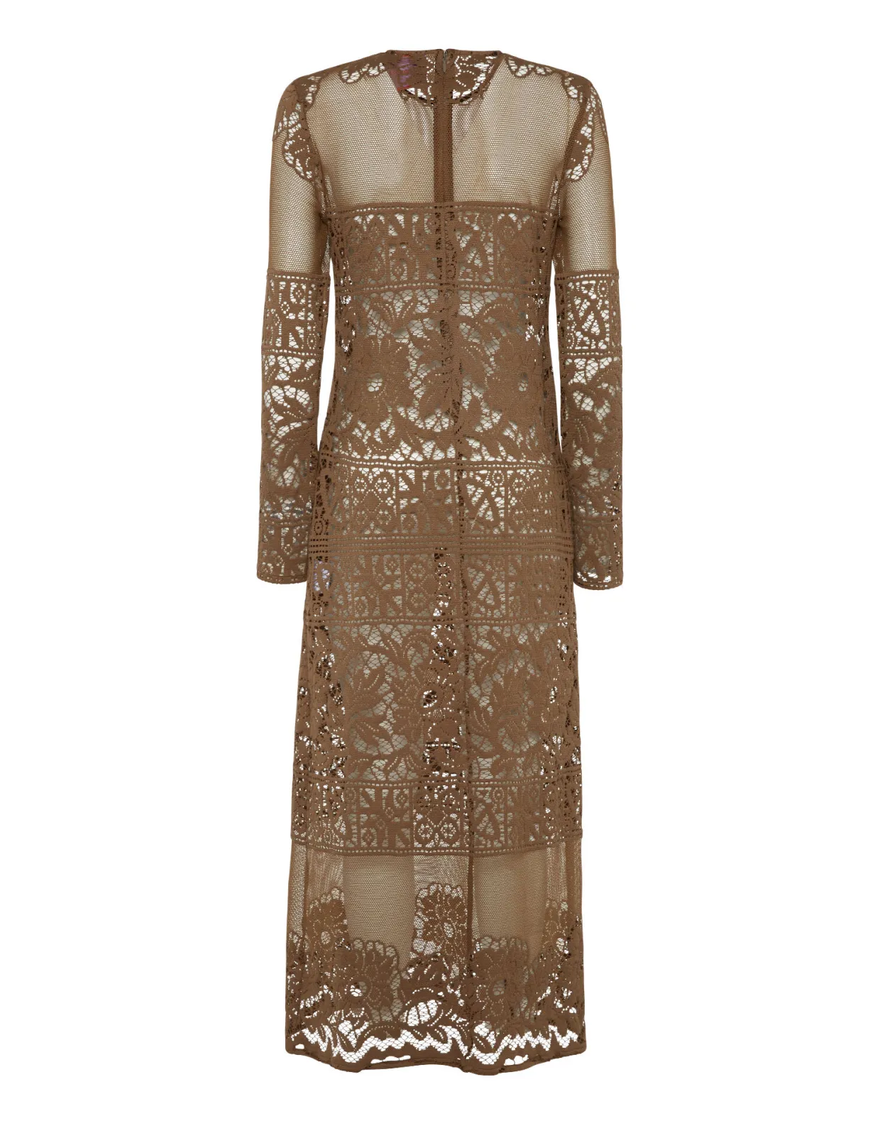 Lacey Long Sleeve Swing DressMilitary Green in Cotton Lace