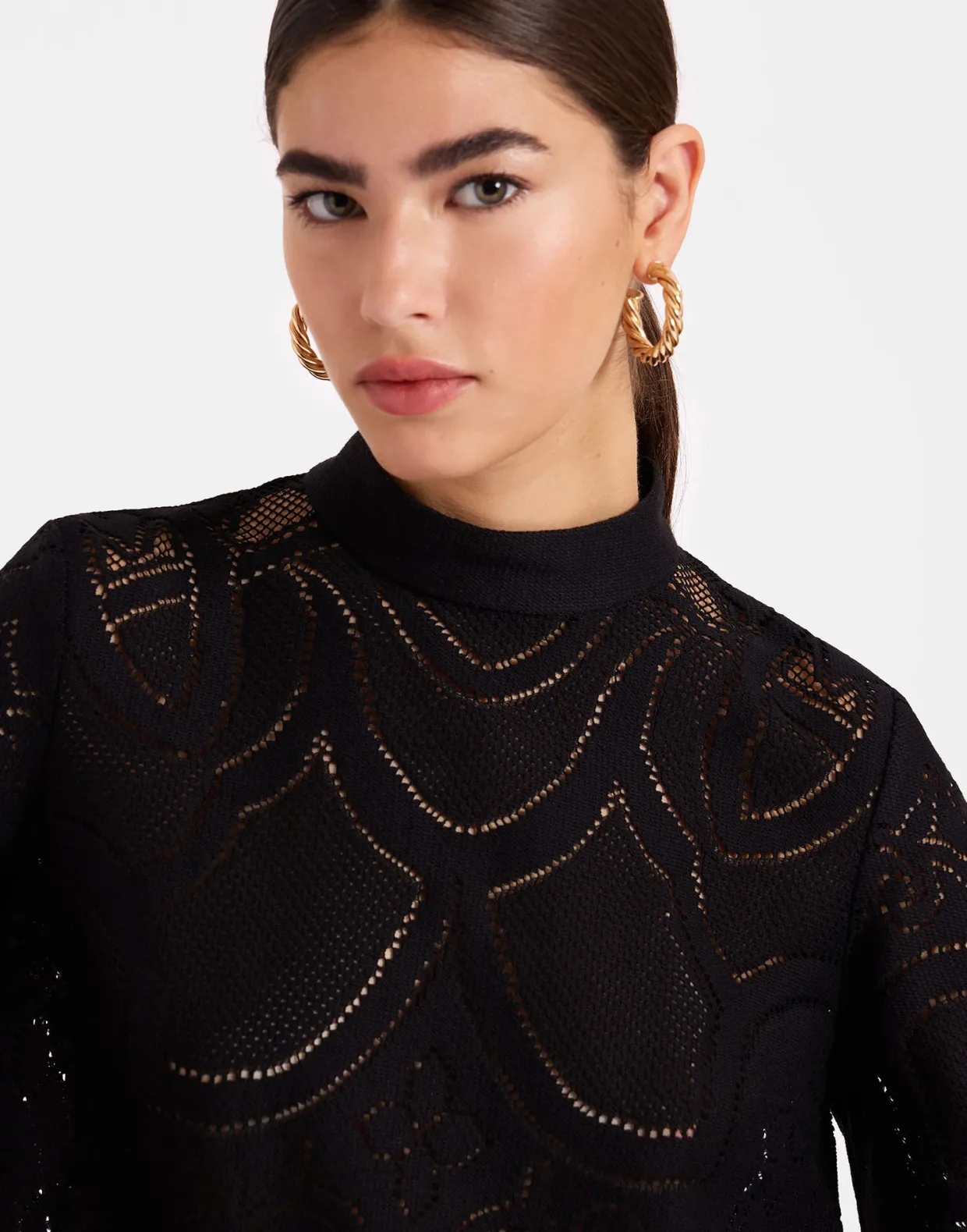 Lacey Make An Exit TopSolid Black in Embroidered Cotton