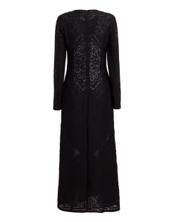 Lacey Swing DressSolid Black in Embroidered Cotton