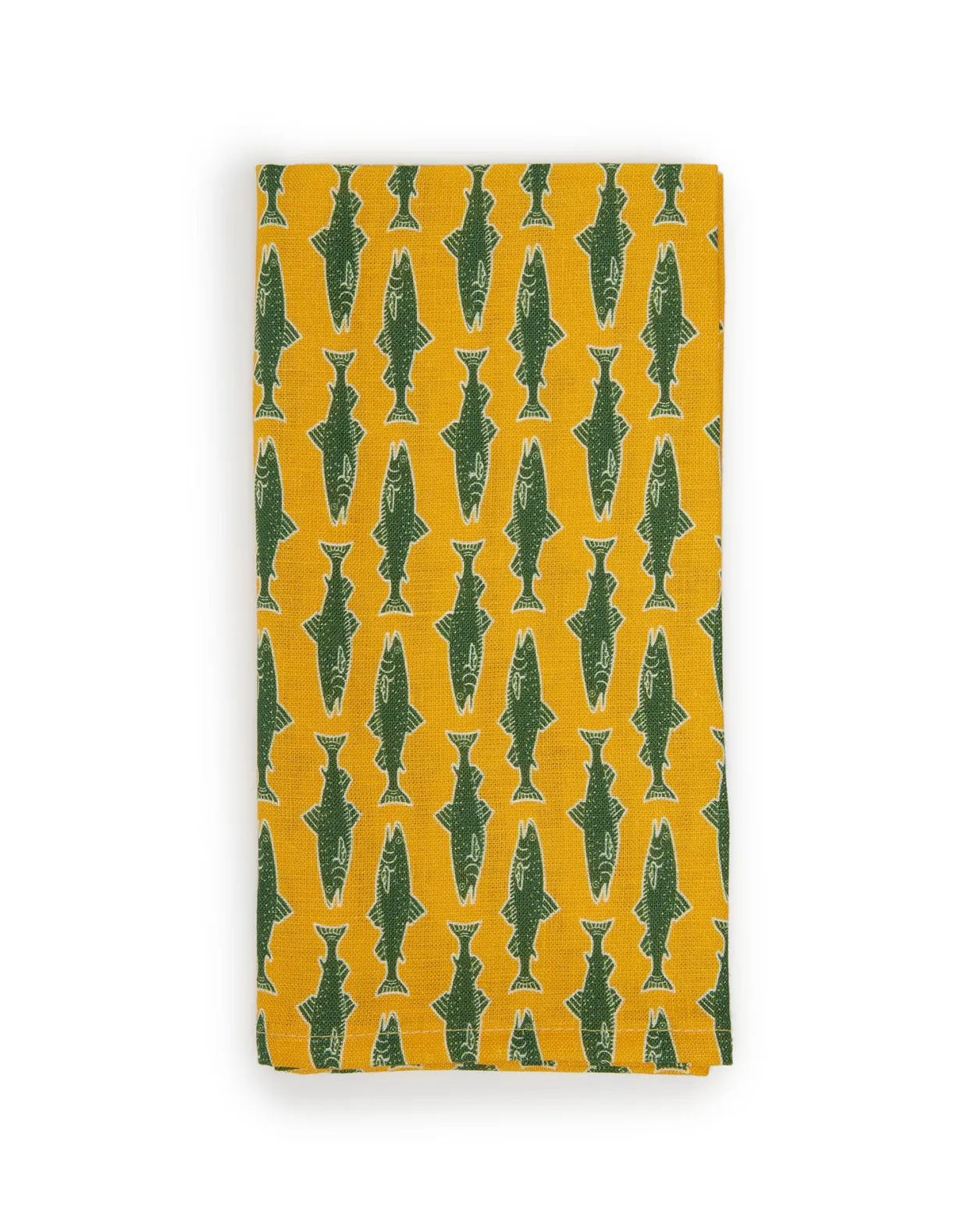 Large Napkins Set Of 2Como Fish Yellow Small in Linen