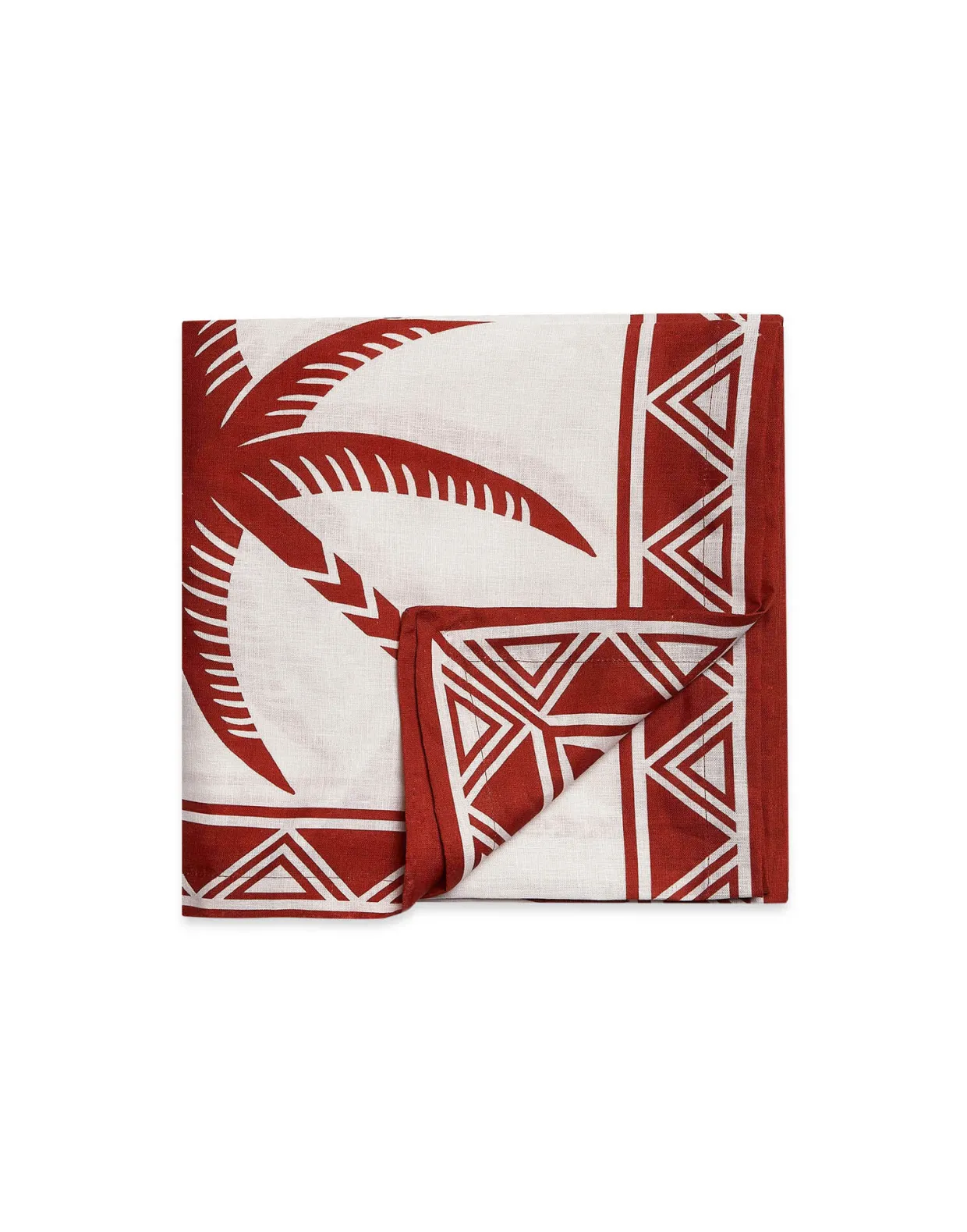 Large TableclothDate Palms Brick in Linen