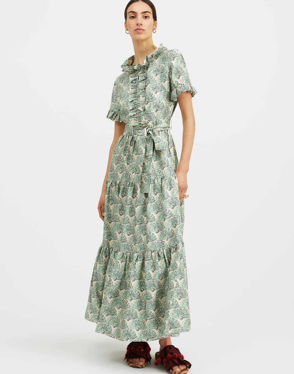 Long And Sassy DressFans Mint in Silk Twill