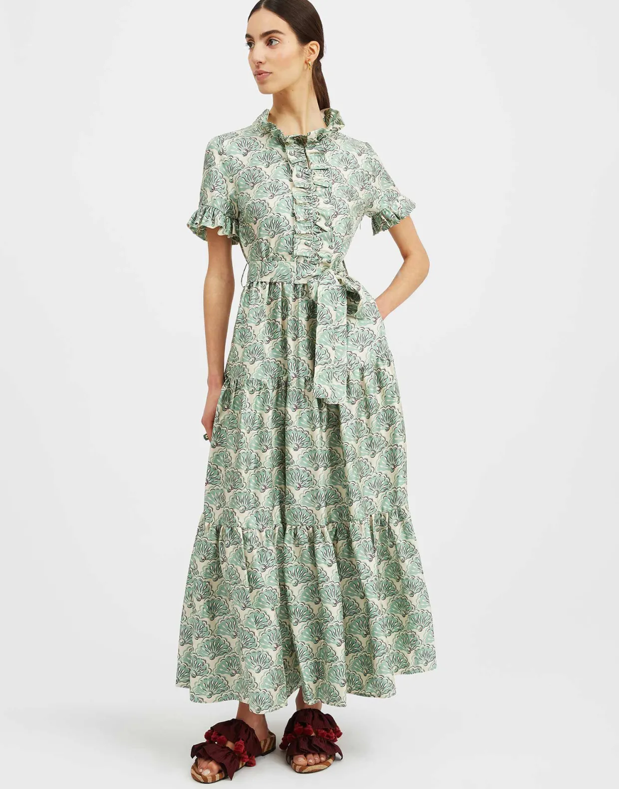 Long And Sassy DressFans Mint in Silk Twill