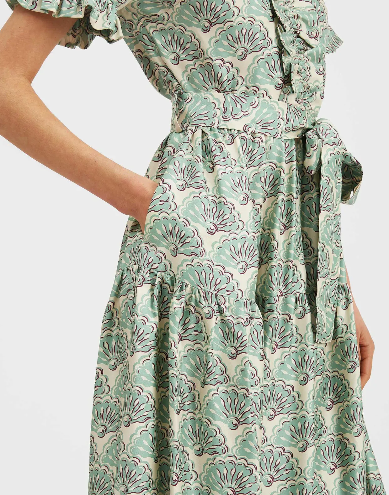 Long And Sassy DressFans Mint in Silk Twill