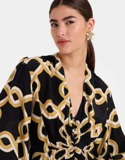 Long Camerino DressTackle Black in Crepe De Chine Silk