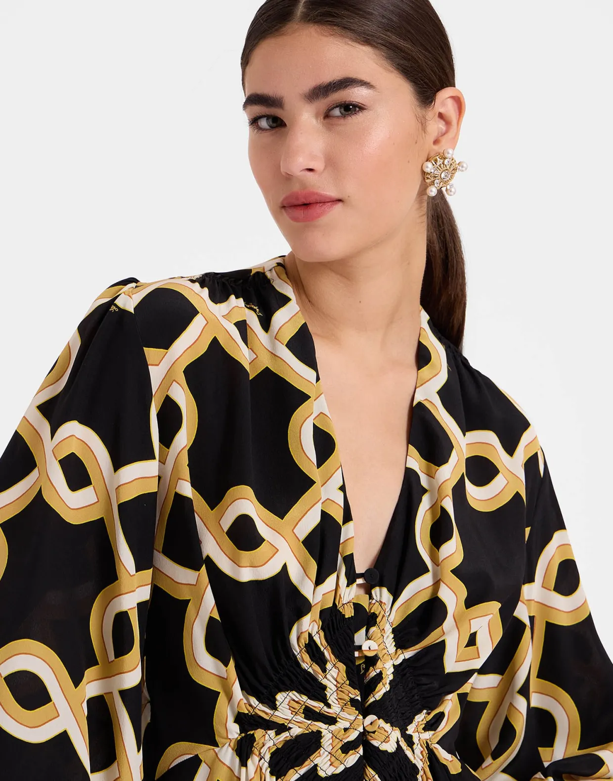Long Camerino DressTackle Black in Crepe De Chine Silk