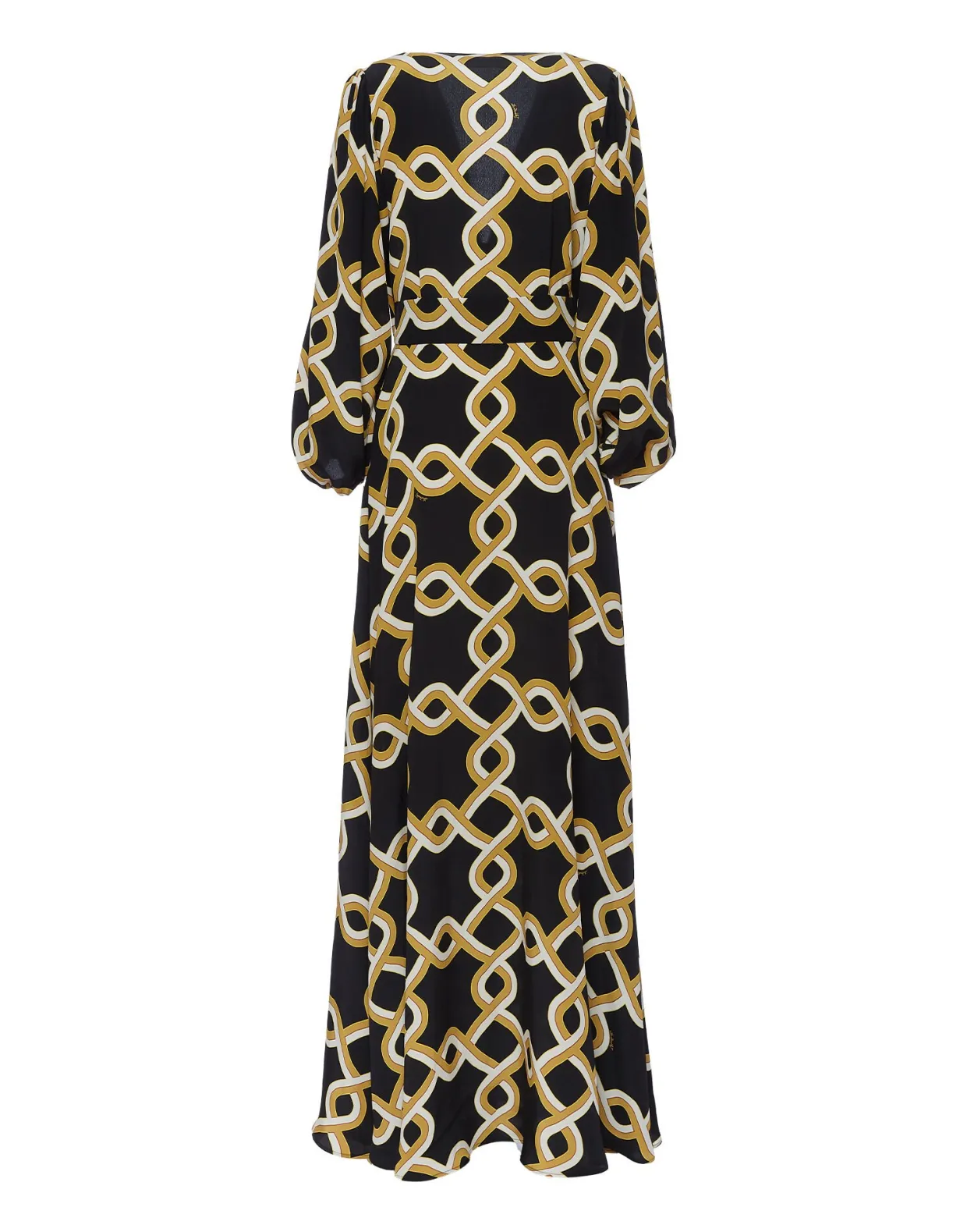 Long Camerino DressTackle Black in Crepe De Chine Silk