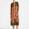 Long Sleeve Midi Swing DressPrometheus Plac&eacute;e Camouflage in Sabl&eacute;