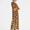 Long Sleeve Swing DressArcturus Blue Petrol in Velvet Devor&eacute;