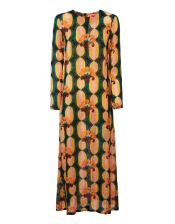 Long Sleeve Swing DressArcturus Blue Petrol in Velvet Devoré