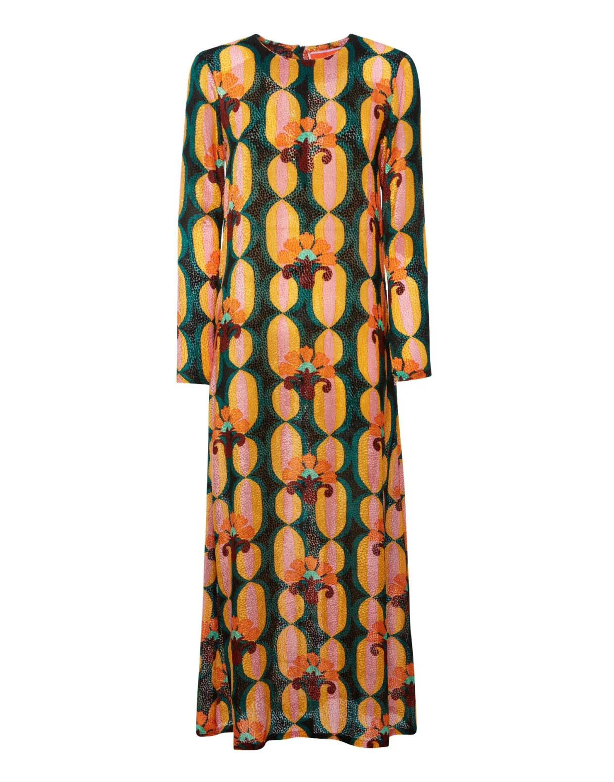 Long Sleeve Swing DressArcturus Blue Petrol in Velvet Devoré