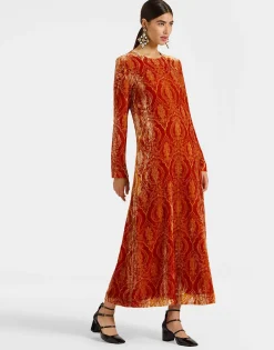 Long Sleeve Swing DressBanquet Orange in Devor&eacute;