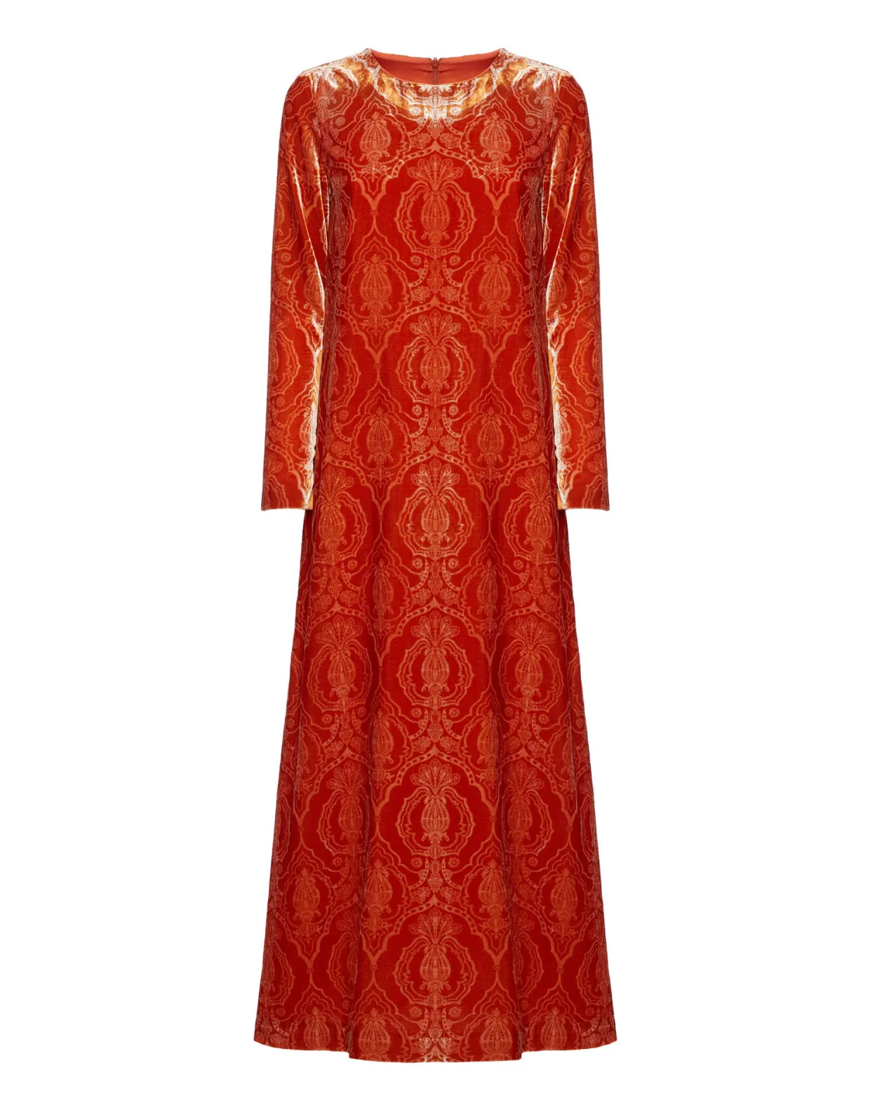 Long Sleeve Swing DressBanquet Orange in Devoré