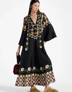 Magnifico DressDazed Plac&eacute;e Black in Silk Twill