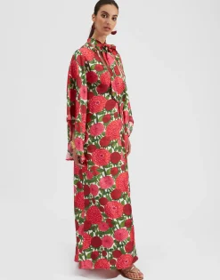 Magnifico DressPink Dahlias in Twill Silk