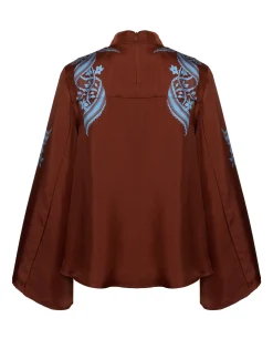 Make An Exit TopSignoria Placée Brown in Silk Twill