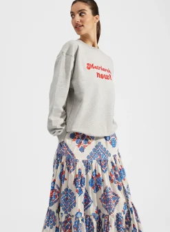 “MATRIARCHY NOW!” Stand-up SweatshirtT.Unita Grigio in Cotton Felpa