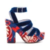 Medal WedgeMoonflower Navy in Shot Cotton