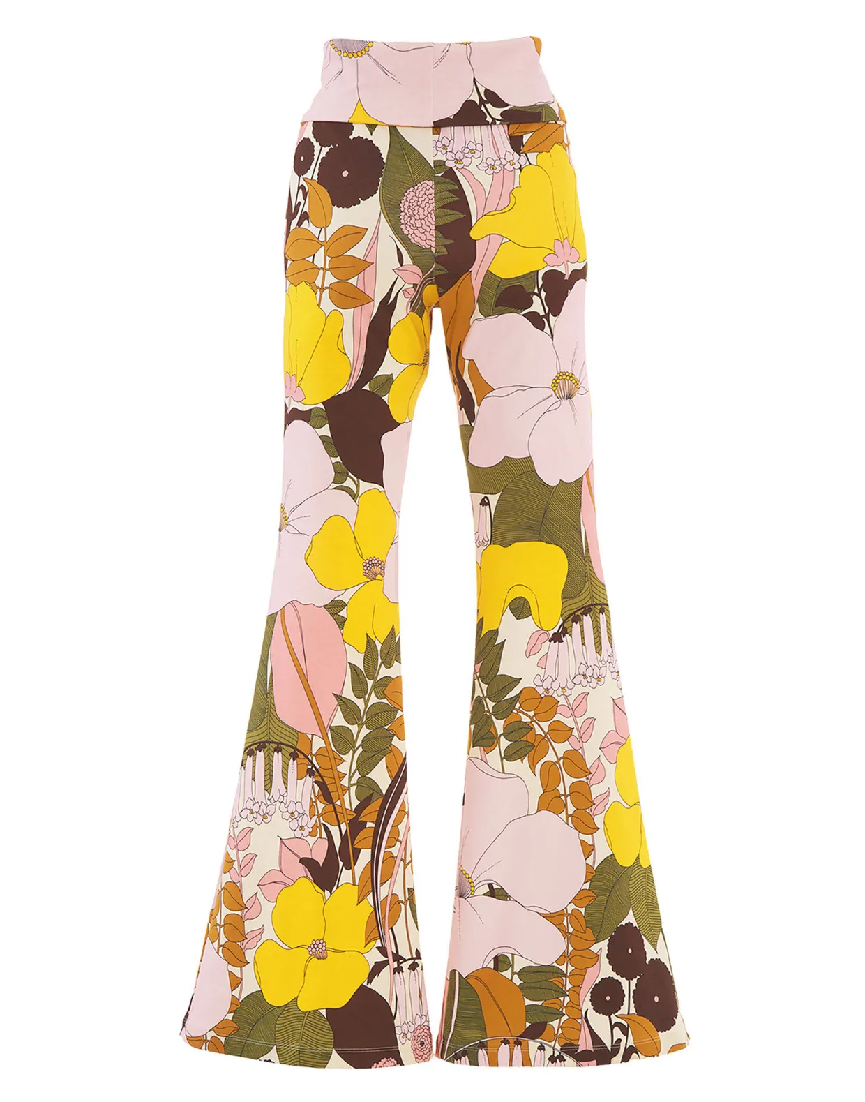 Meditation PantsBig Flower Rose in Cotton