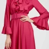Medium BeltCyclamen in Stretch Satin