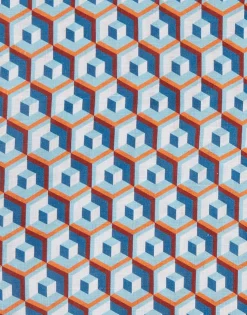 Medium Tablecloth (180x280)Cubi Blu in Linen