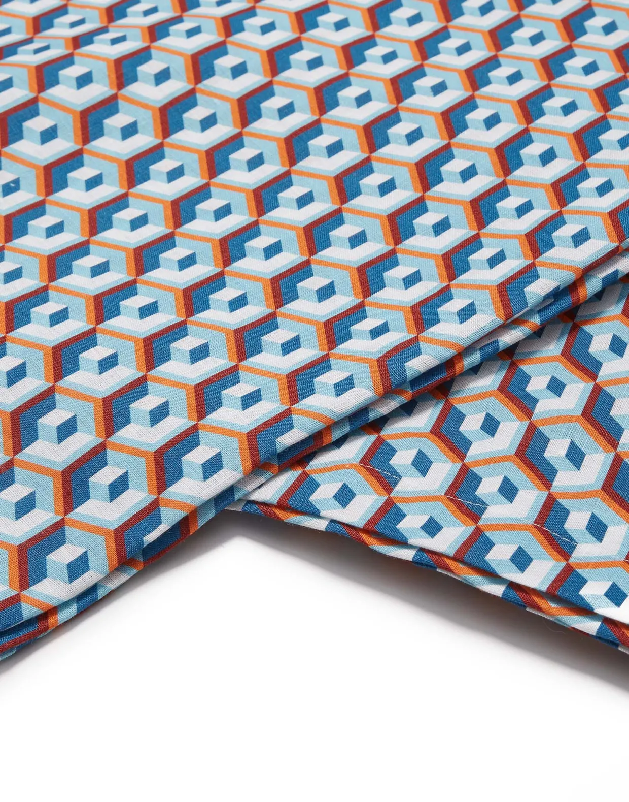 Medium Tablecloth (180x280)Cubi Blu in Linen