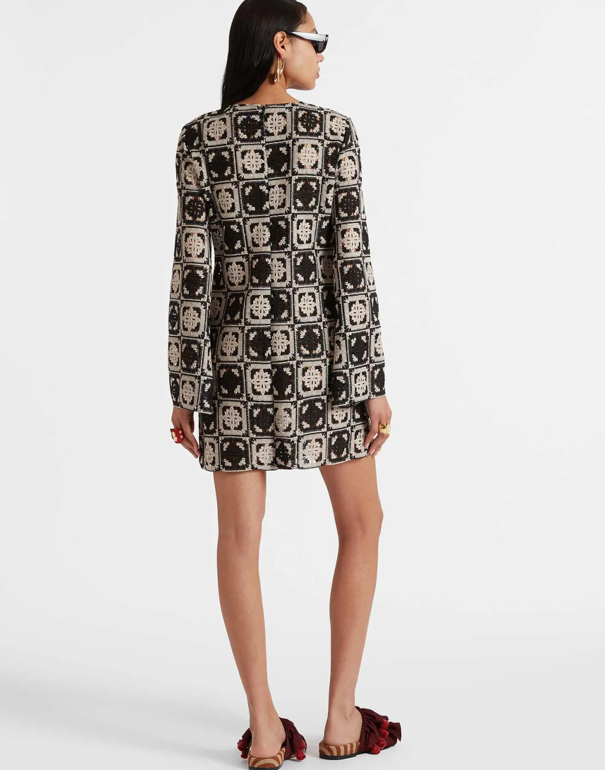 Mini Supreme Swing DressMini Tiles Black in Macramé